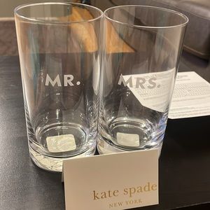 Brand New Set of two Mr. & Mrs. Kate Spade Lenox Tumbler Glasses